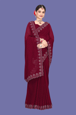 Shiv Febric Embellished Bollywood Georgette Saree(Maroon)