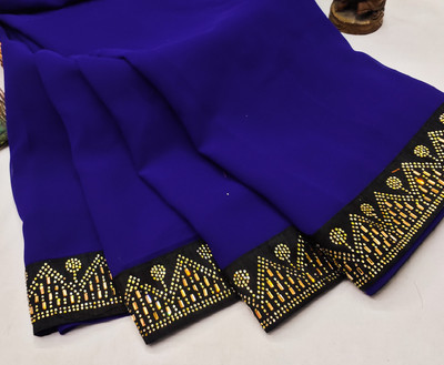 SARANGFEB Embellished Bollywood Georgette Saree(Blue)