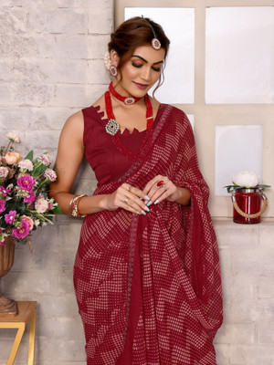 YASHIKA Embellished Bollywood Georgette Saree(Maroon)