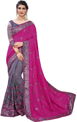 MURTHIRUPI Embroidered Bollywood Net Saree(Purple)