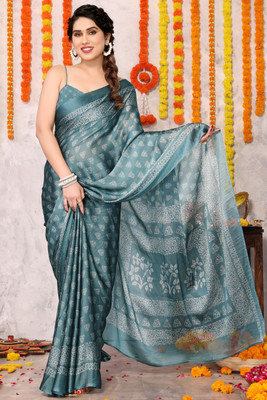 MIRCHI FASHION Printed Daily Wear Chiffon, Georgette Saree(Green, Grey)