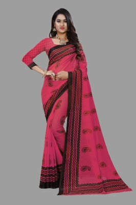 THE PRIVATE LABLE Printed Mysore Georgette Saree(Maroon)