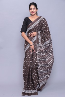 ABHIT CREATION Geometric Print Daily Wear Pure Cotton Saree(Multicolor)