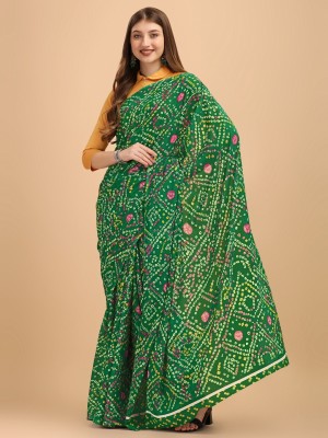 Dori Floral Print, Printed, Geometric Print Daily Wear Georgette Saree(Dark Green)