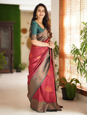 Gajal Woven Kanjivaram Art Silk, Pure Silk Saree(Red)