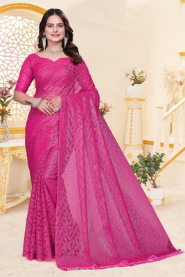 SMITSAREE Self Design Bollywood Net Saree(Pink)
