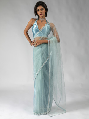 Divastri Embellished Bollywood Net Saree(Light Blue)