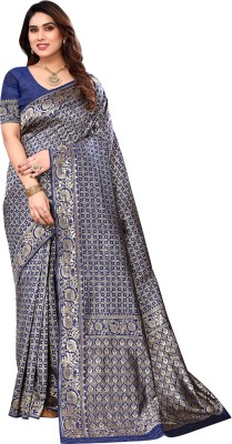 stylescope Woven Bollywood Silk Blend Saree(Blue)