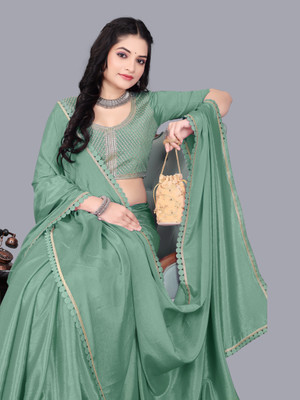 ISHA TRADE Embellished Bollywood Georgette Saree(Green)