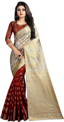Hinayat Fashion Self Design Bollywood Cotton Silk Saree(Maroon)