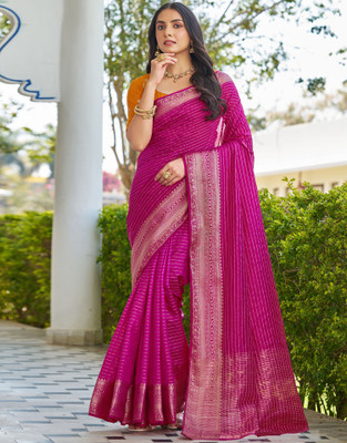 Samah Woven Kanjivaram Silk Blend Saree(Pink)