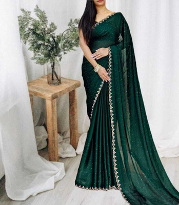 MAHADEV Self Design, Solid/Plain Handloom Art Silk Saree(Green)