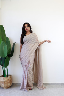 Divastri Solid/Plain Bollywood Nylon Saree(Grey)