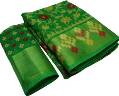 sohank creation Printed, Self Design Chanderi Cotton Blend Saree(Yellow)