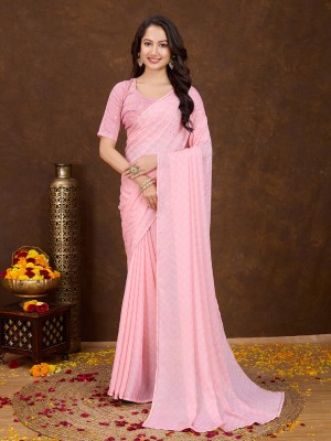 RekhaManiyar Printed Bollywood Georgette Saree(Pink)