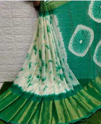 RAJ DARBAR Digital Print Bandhani Crepe Saree(Light Green)