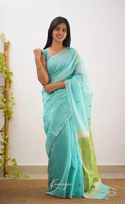 shivdarshan creation Self Design Banarasi Pure Silk, Polyester Saree(Light Blue)