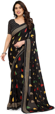 Moda Rapido Printed Bollywood Georgette Saree(Black)