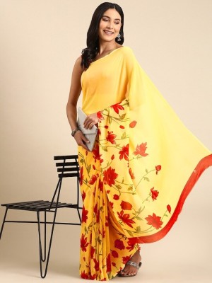 Sitanjali Lifestyle Printed Bollywood Georgette Saree(Yellow)