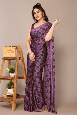 MIRCHI FASHION Printed Daily Wear Chiffon, Georgette Saree(Purple)