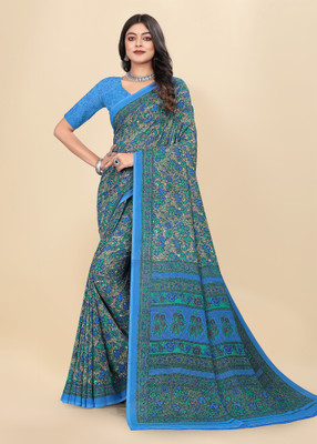 Vimla Printed Daily Wear Crepe Saree(Blue)