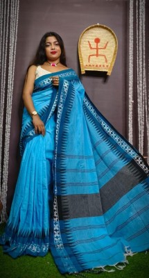 cloud vastra Woven Handloom Pure Cotton Saree(Blue)