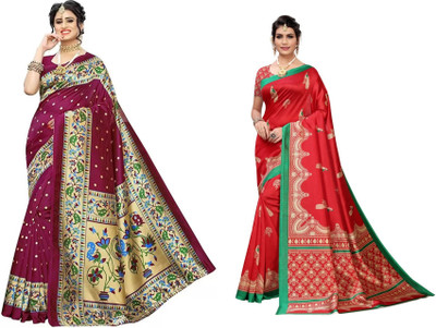 SVB Sarees Printed, Self Design Bollywood Art Silk Saree(Multicolor)