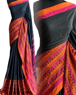 kalpana handloom Solid/Plain Handloom Pure Cotton Saree(Multicolor)