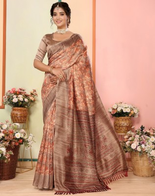 YASHIKA Printed Bollywood Art Silk Saree(Orange)