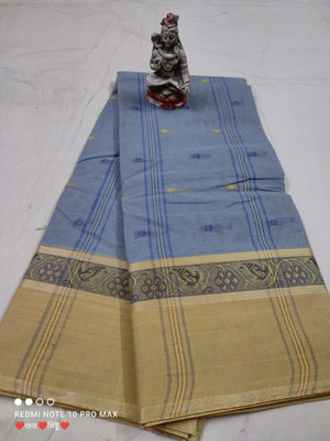 Parbati fashion Self Design Tant Pure Cotton Saree(Grey)