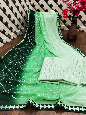 RK Creation Embellished Bollywood Georgette Saree(Light Green)