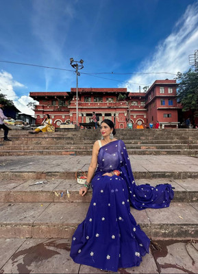 SARADA HANDLOOM Solid/Plain Daily Wear Cotton Silk Saree(Blue)