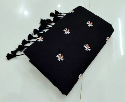 SRINJAN FASHION Embroidered Daily Wear Handloom Khadi Saree(Black)