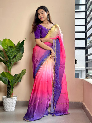 Tasrika Striped Bollywood Georgette Saree(Blue)