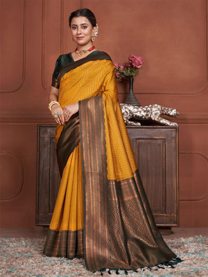 ANOUK Woven Chanderi Georgette Saree(Yellow)