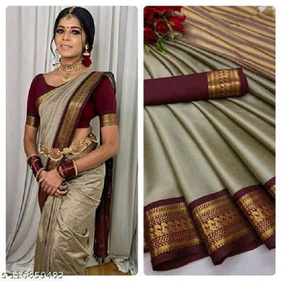 mishihouse Woven, Solid/Plain, Self Design Kanjivaram Jacquard, Pure Silk Saree(Multicolor)