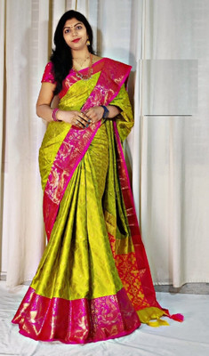 Apnisha Self Design Banarasi Pure Silk Saree(Yellow)