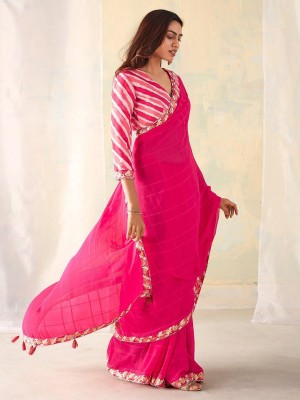 ANOUK Solid/Plain Daily Wear Pure Cotton Saree(Pink)