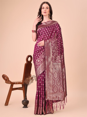 Divastri Woven Kanjivaram Cotton Silk Saree(Purple)