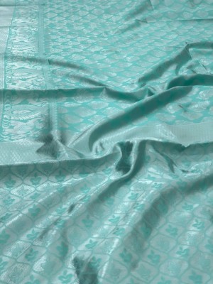 GajGajra Woven Kanjivaram Pure Silk, Art Silk Saree(Light Blue)