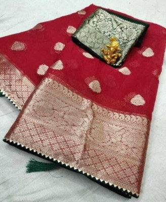 Kavita Creation Woven Bollywood Organza Saree(Red)