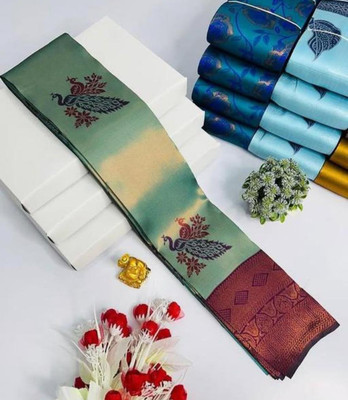 PARAMPARA CREATION Woven Kanjivaram Pure Silk Saree(Light Green)