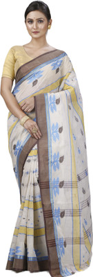 DipDiya Embellished, Woven Tant Pure Cotton Saree(Brown)