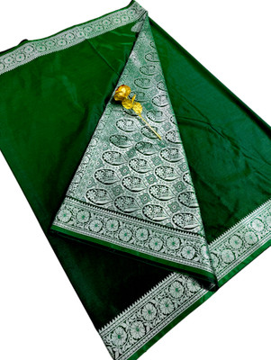 EEFA FASHION Solid/Plain Banarasi Satin Saree(Blue)