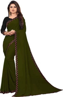 OKTAT Solid/Plain Bollywood Art Silk Saree(Green)