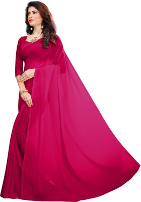 RK Fashions Solid/Plain Bollywood Georgette Saree(Pink)