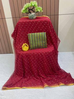 ELEGANCE FAB Self Design Daily Wear Chiffon Saree(Maroon)