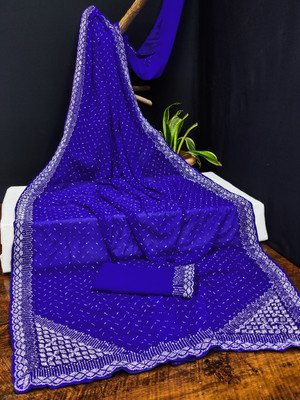 SOJITRA IMPEX Embellished Kanjivaram Georgette Saree(Dark Blue)