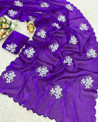 VIVAI CREATION Embellished Baluchari Silk Blend Saree(Multicolor)