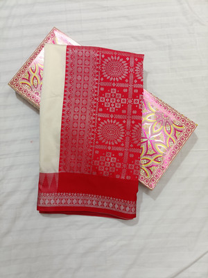 Arzoo kala textiles Self Design, Solid/Plain Banarasi Handloom Pure Cotton Saree(Multicolor)